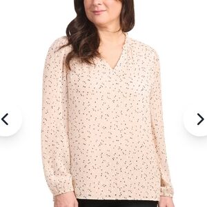 Hilary Radley Women's Long Sleeve Blouse - Cream - M